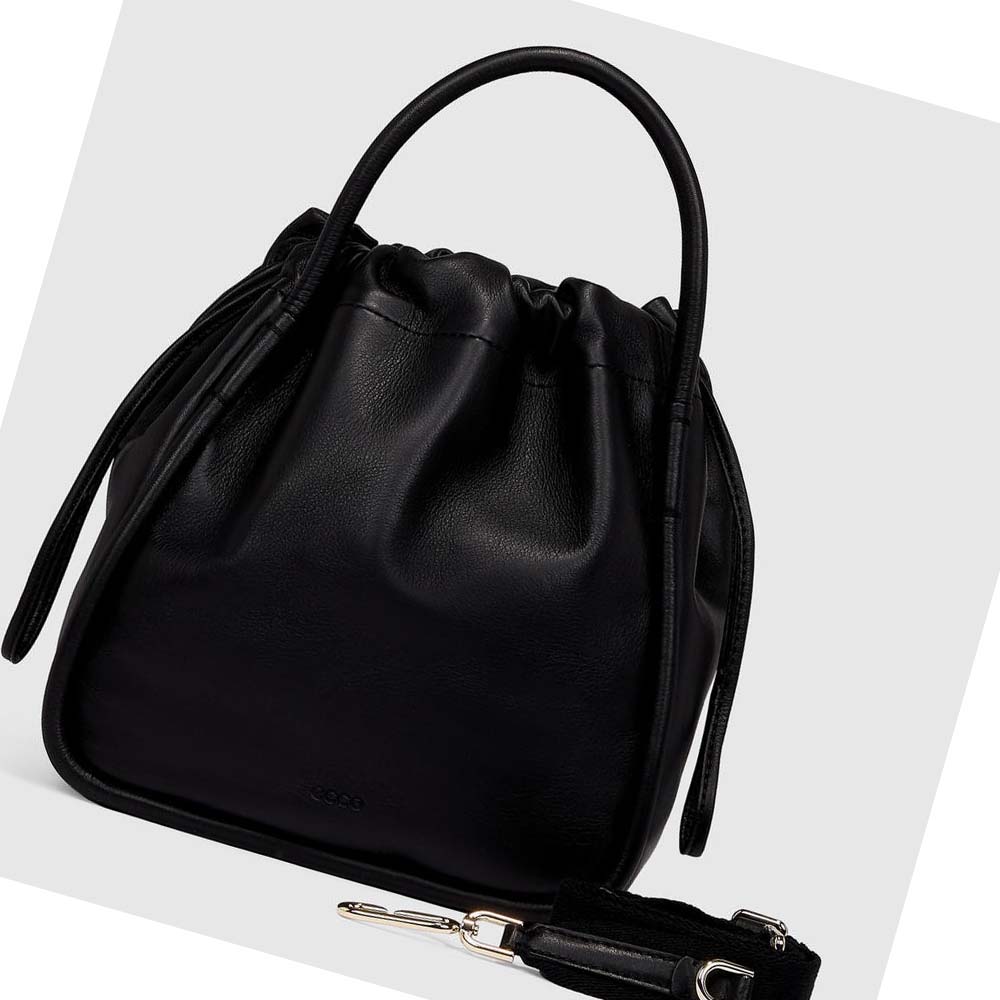 Women\'s Ecco Contact Drawstring Handbag Black | Canada 331ZUT